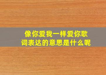 像你爱我一样爱你歌词表达的意思是什么呢