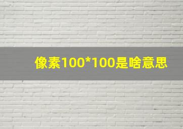 像素100*100是啥意思