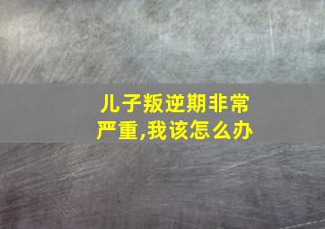 儿子叛逆期非常严重,我该怎么办