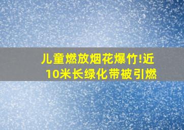 儿童燃放烟花爆竹!近10米长绿化带被引燃