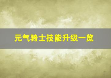 元气骑士技能升级一览