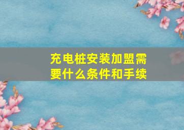 充电桩安装加盟需要什么条件和手续