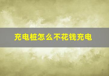 充电桩怎么不花钱充电