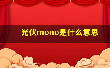 光伏mono是什么意思