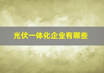 光伏一体化企业有哪些