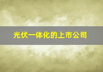 光伏一体化的上市公司