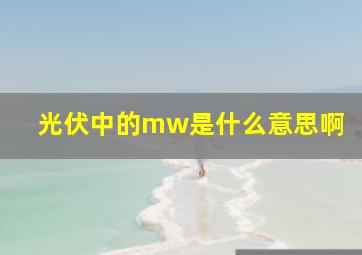 光伏中的mw是什么意思啊