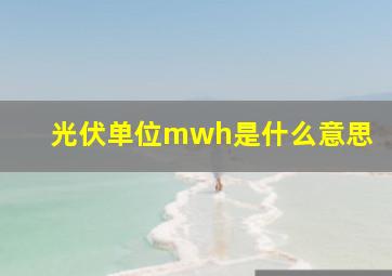 光伏单位mwh是什么意思