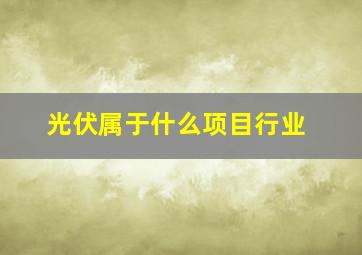 光伏属于什么项目行业