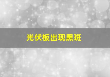 光伏板出现黑斑