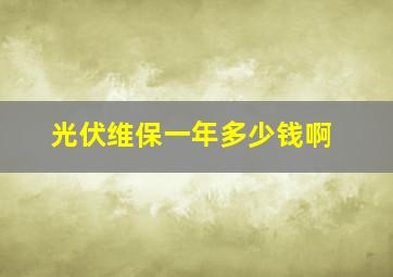 光伏维保一年多少钱啊