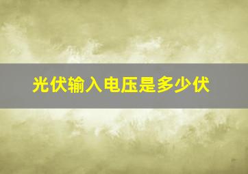 光伏输入电压是多少伏