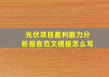 光伏项目盈利能力分析报告范文模板怎么写