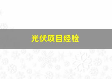 光伏项目经验