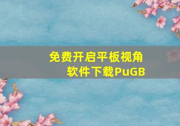 免费开启平板视角软件下载PuGB