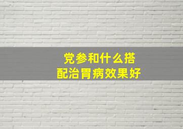 党参和什么搭配治胃病效果好