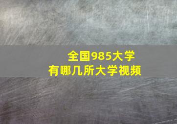 全国985大学有哪几所大学视频