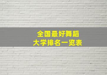 全国最好舞蹈大学排名一览表