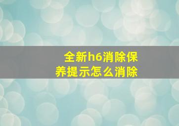 全新h6消除保养提示怎么消除