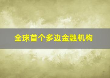 全球首个多边金融机构