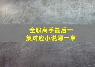 全职高手最后一集对应小说哪一章