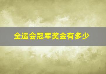 全运会冠军奖金有多少