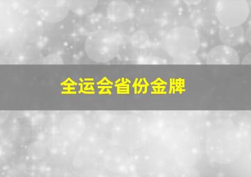 全运会省份金牌