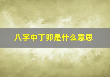 八字中丁卯是什么意思