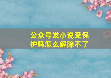 公众号发小说受保护吗怎么解除不了