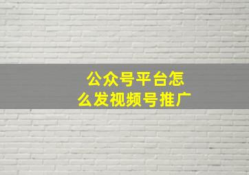 公众号平台怎么发视频号推广