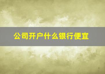 公司开户什么银行便宜