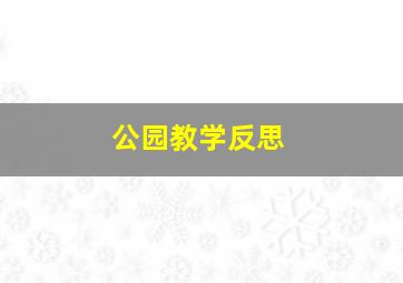 公园教学反思