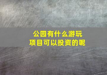 公园有什么游玩项目可以投资的呢