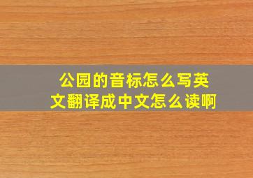 公园的音标怎么写英文翻译成中文怎么读啊