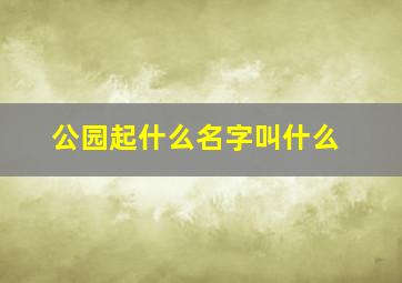 公园起什么名字叫什么