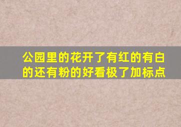 公园里的花开了有红的有白的还有粉的好看极了加标点