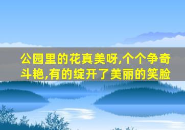 公园里的花真美呀,个个争奇斗艳,有的绽开了美丽的笑脸