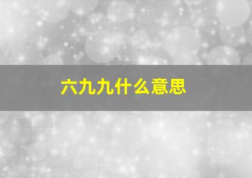 六九九什么意思