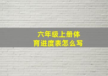 六年级上册体育进度表怎么写