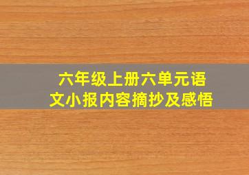 六年级上册六单元语文小报内容摘抄及感悟