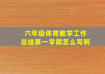 六年级体育教学工作总结第一学期怎么写啊