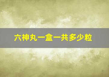 六神丸一盒一共多少粒