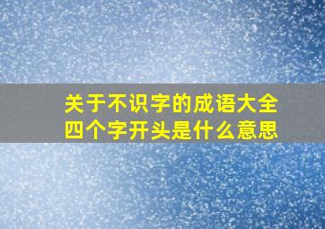 关于不识字的成语大全四个字开头是什么意思