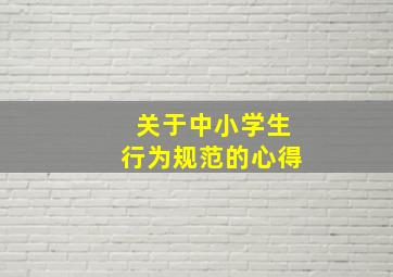 关于中小学生行为规范的心得