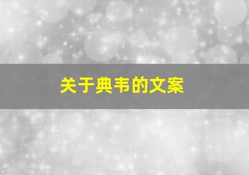 关于典韦的文案