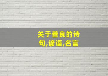 关于善良的诗句,谚语,名言