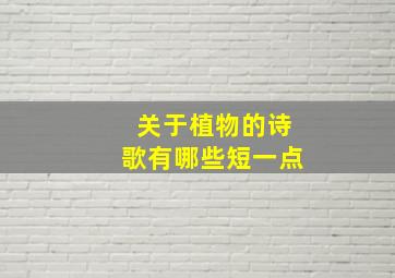 关于植物的诗歌有哪些短一点