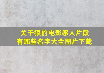 关于狼的电影感人片段有哪些名字大全图片下载