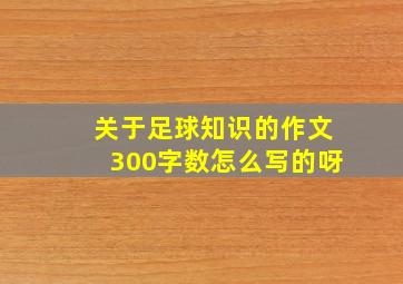 关于足球知识的作文300字数怎么写的呀