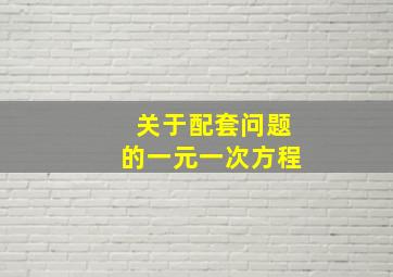 关于配套问题的一元一次方程